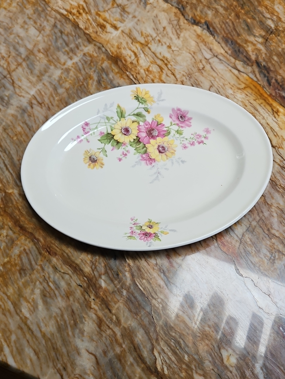 Vintage EDWIN M. KNOWLES Floral Porcelain Serving Platter